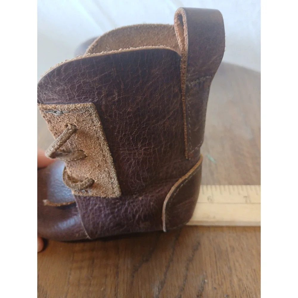 Baby 100% leather booties lagenlook Minimalist barefoot lace up boots shoes